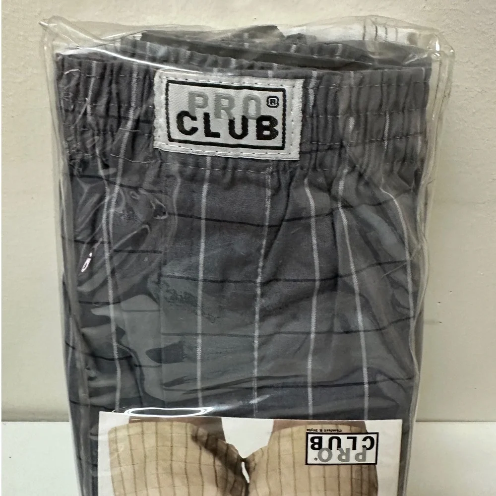 Pro Club Mens 4XL Boxer Trunks 2 Pack Gray White Plaid Cotton Blend Underwear